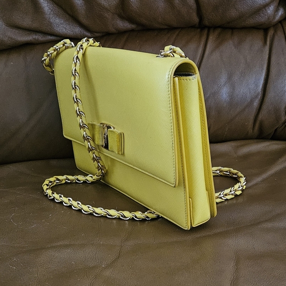 Women's Salvatore Ferragamo Yellow Vara Chain Crossbody Bag - Picture 3 of 16